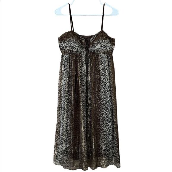 Nicole Miller Leopard Print Sheer Silk Chiffon Spaghetti Strap Dress SZ 6 - Picture 1 of 12